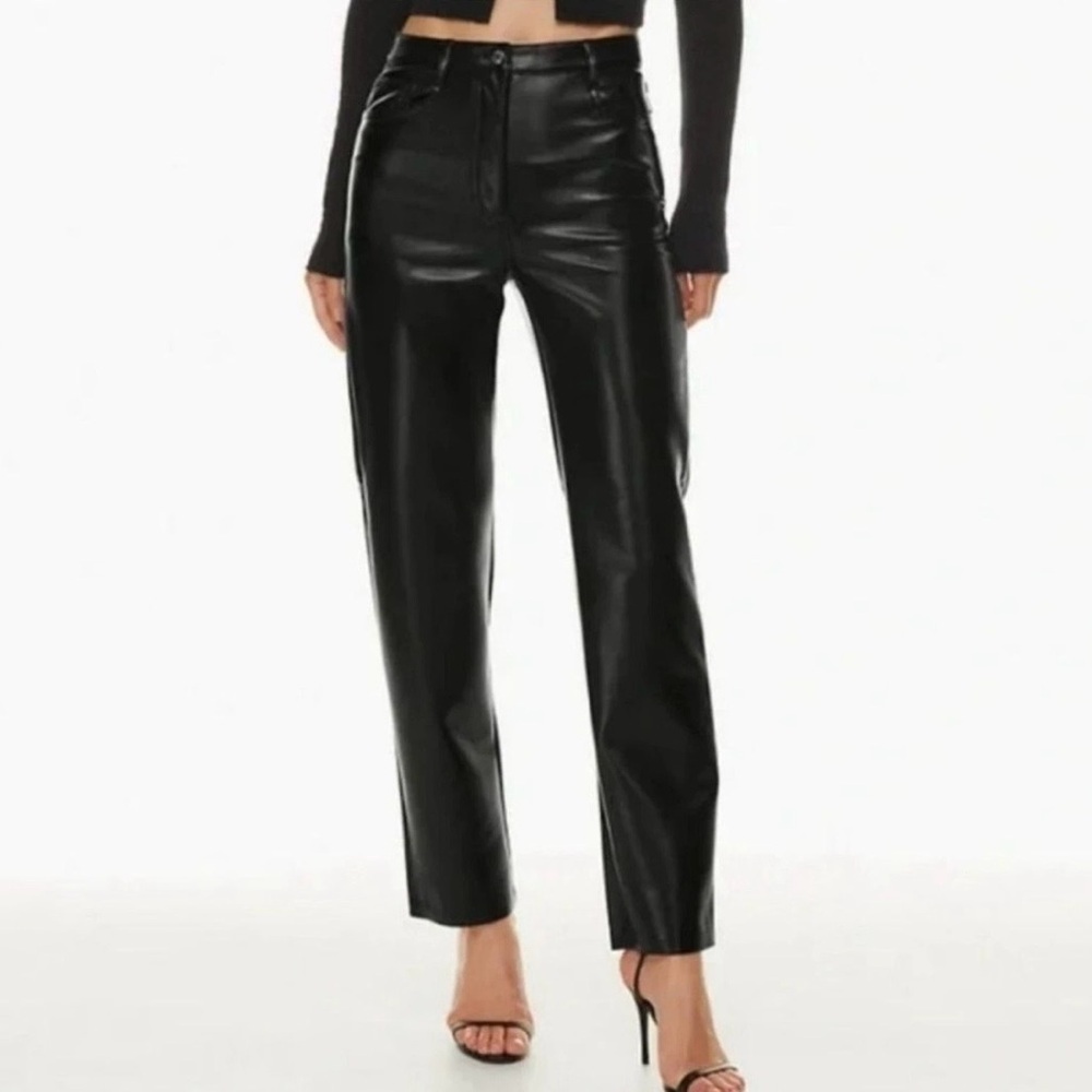 Aritzia Wilfred Womens The Melina High Waisted Vegan Leather Pants Sz 6 Black